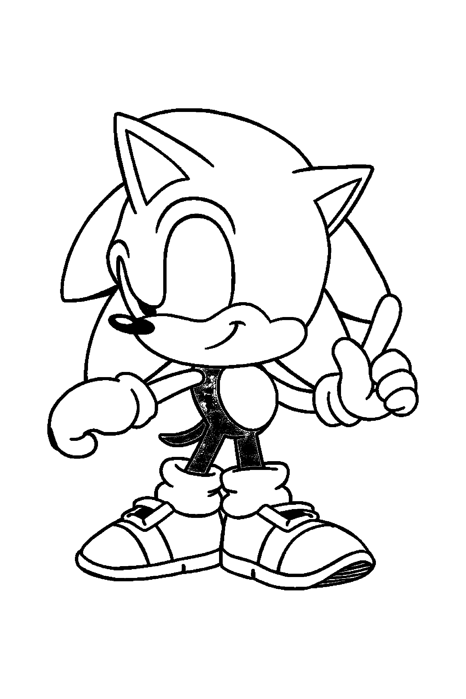 Coloriage Sonic gratuit à imprimer - Tails debout avec les deux bras visibles et bien attachés au corps Coloriage Sonic gratuit à imprimer : Tails debout avec les deux bras visibles et bien attachés au corps