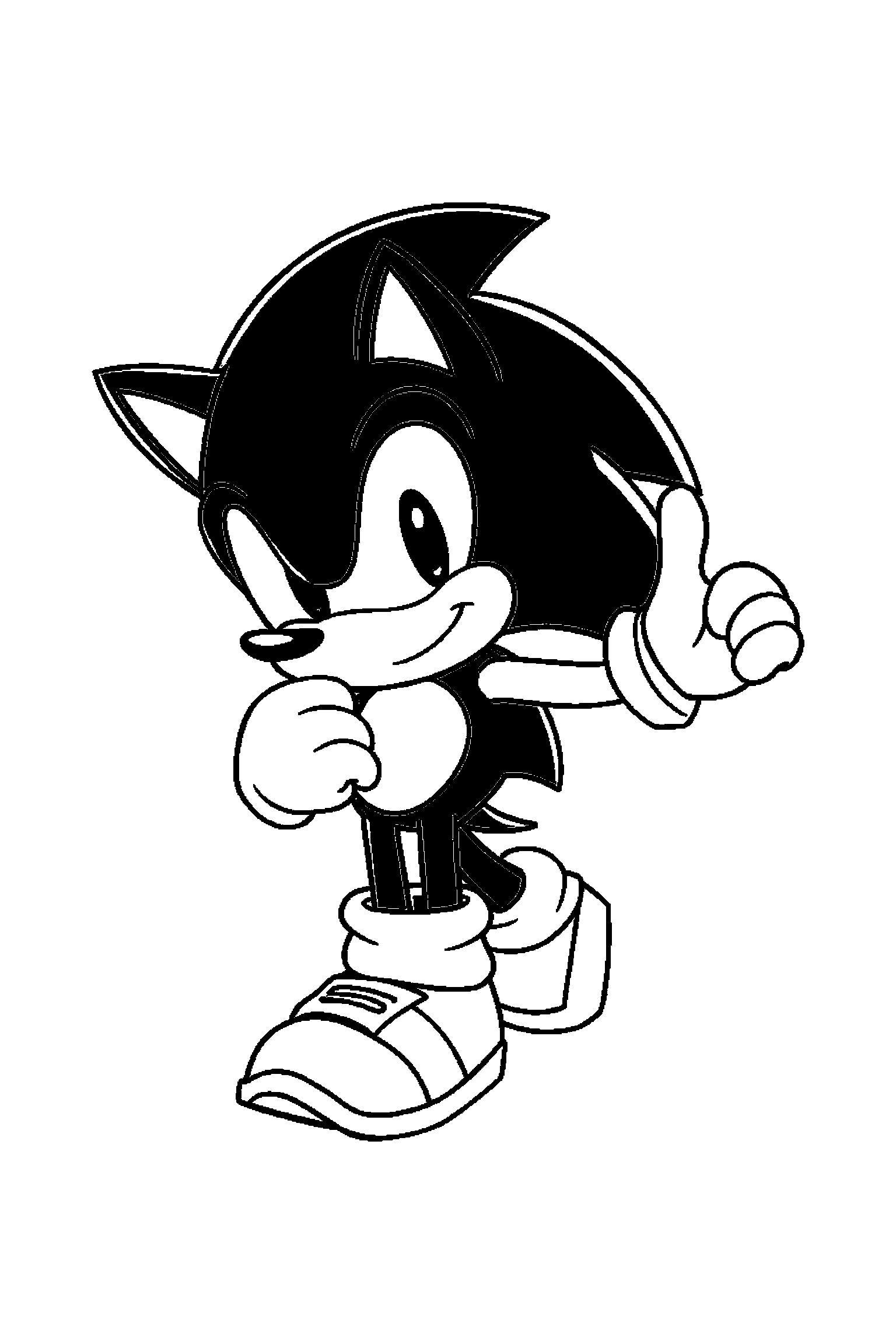 Coloriage Sonic gratuit à imprimer - Tails qui danse sans décor compliqué Coloriage Sonic gratuit à imprimer : Tails qui danse sans décor compliqué