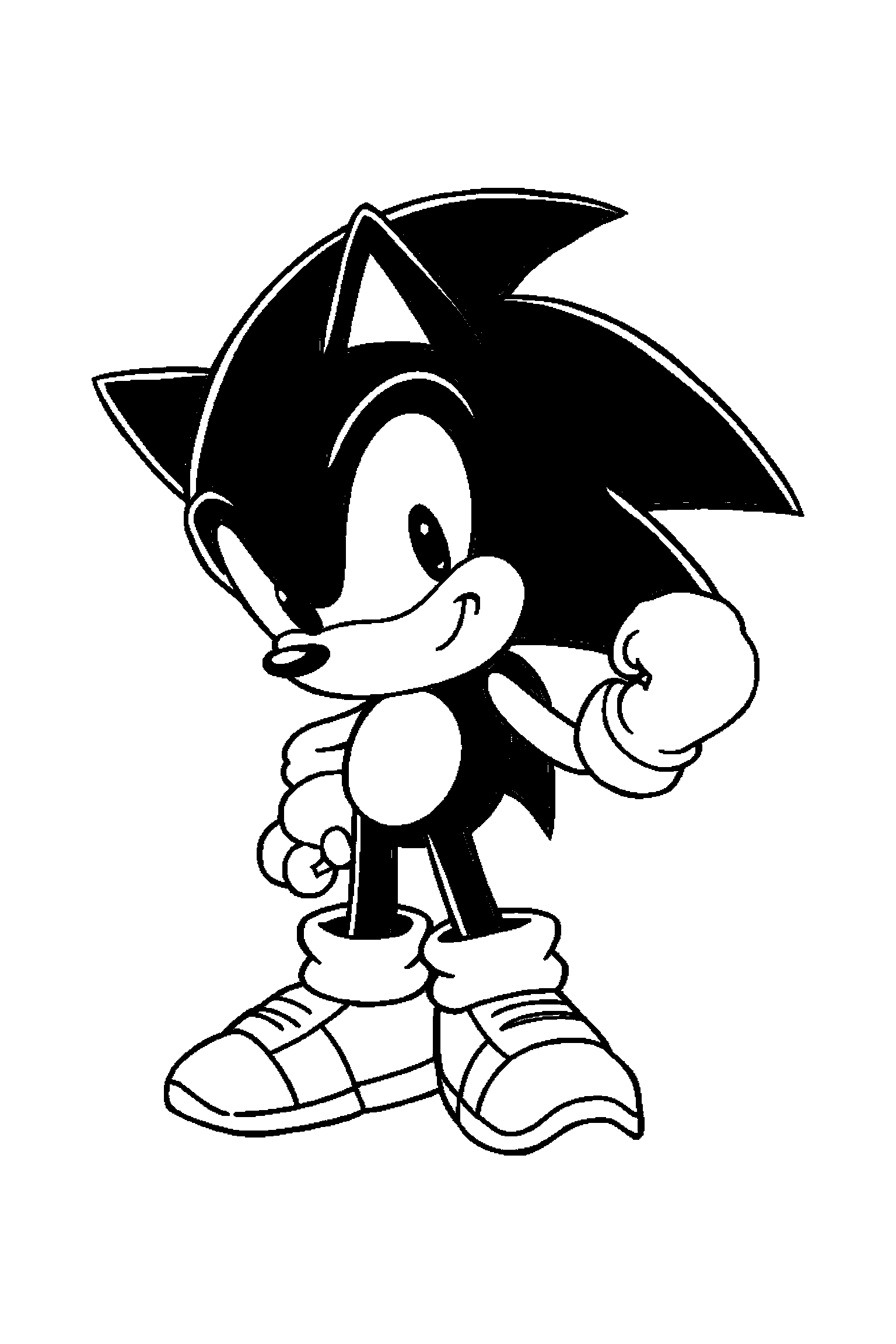 Coloriage Sonic gratuit à imprimer - Sonic avec un ballon rond Coloriage Sonic gratuit à imprimer : Sonic avec un ballon rond