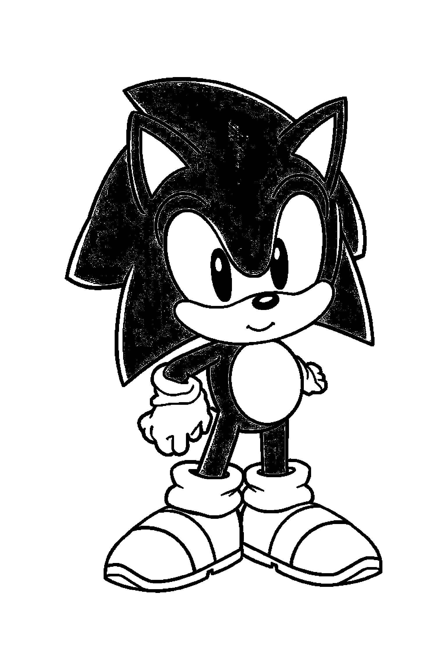 Coloriage Sonic gratuit à imprimer - Tails qui regarde une étoile Coloriage Sonic gratuit à imprimer : Tails qui regarde une étoile