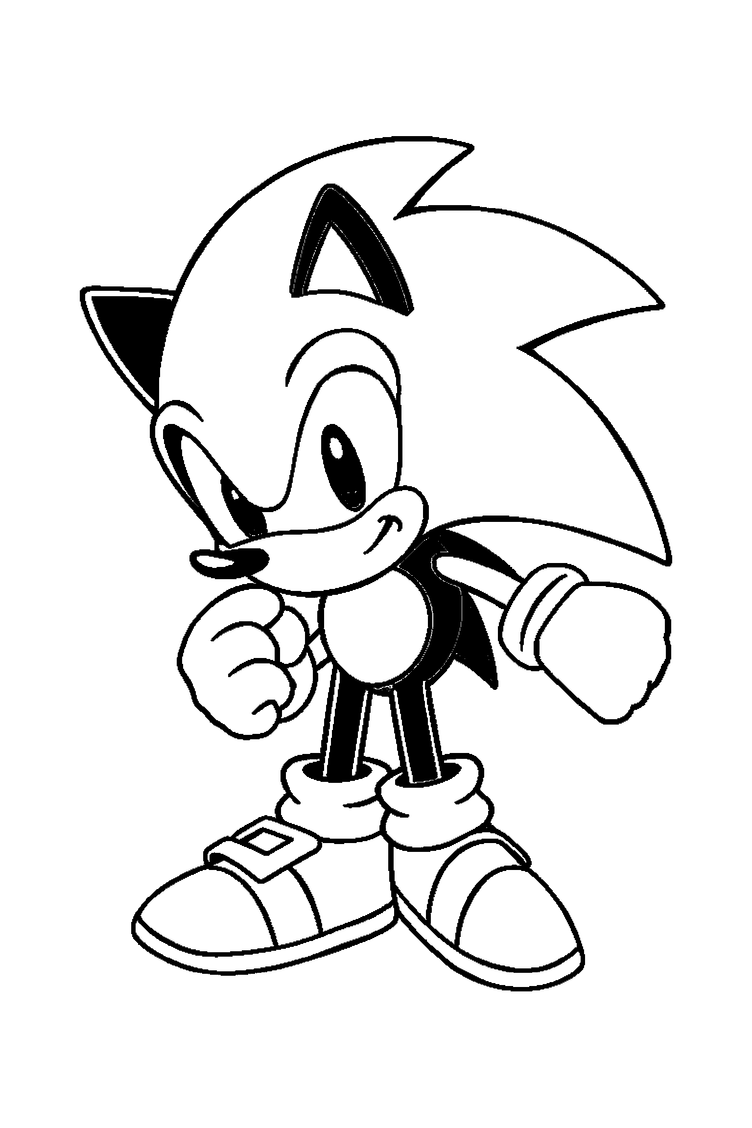 Coloriage Sonic gratuit à imprimer - Sonic debout avec une posture simple et lisible Coloriage Sonic gratuit à imprimer : Sonic debout avec une posture simple et lisible