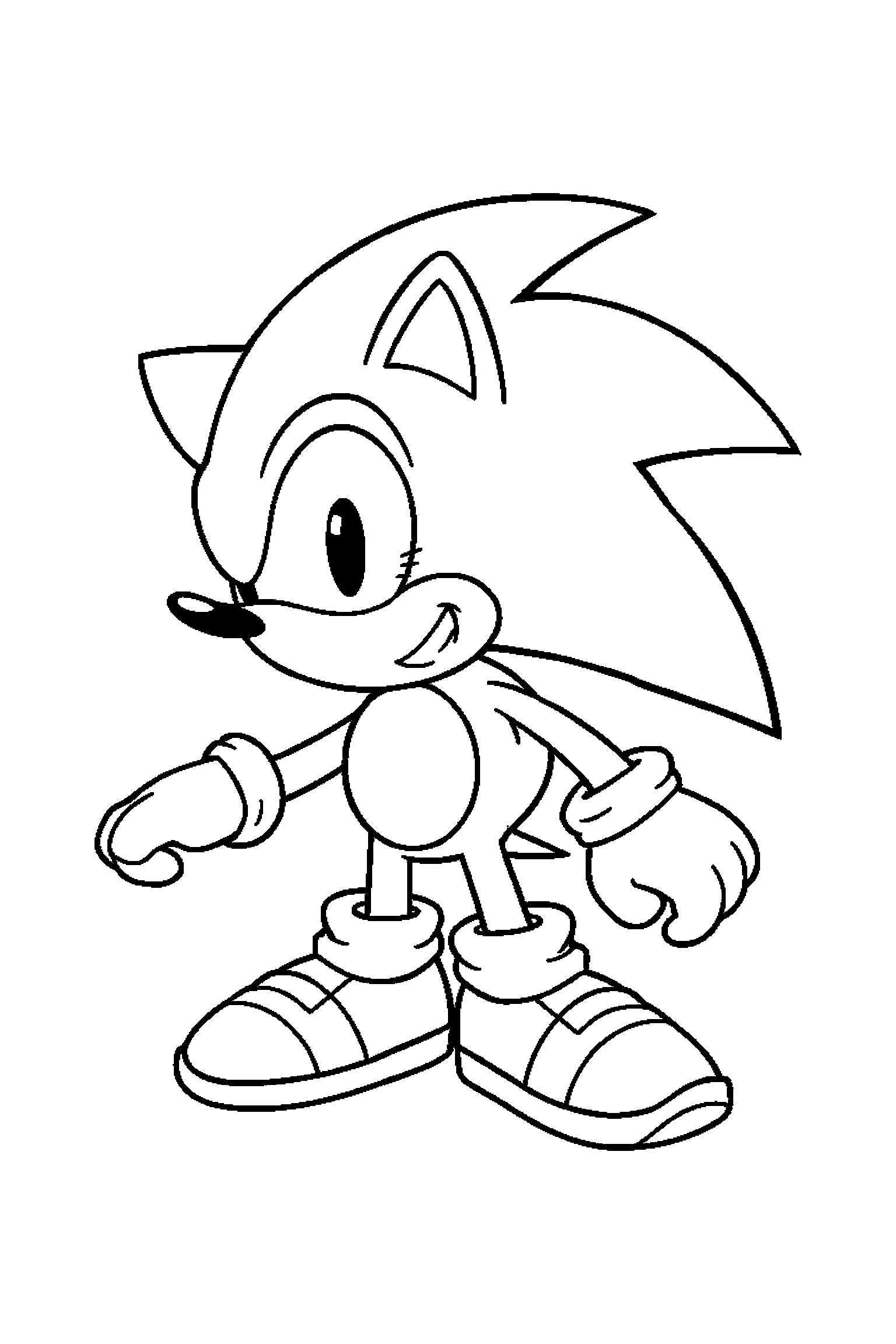 Coloriage Sonic gratuit à imprimer - un hérisson rapide qui marche calmement Coloriage Sonic gratuit à imprimer : un hérisson rapide qui marche calmement