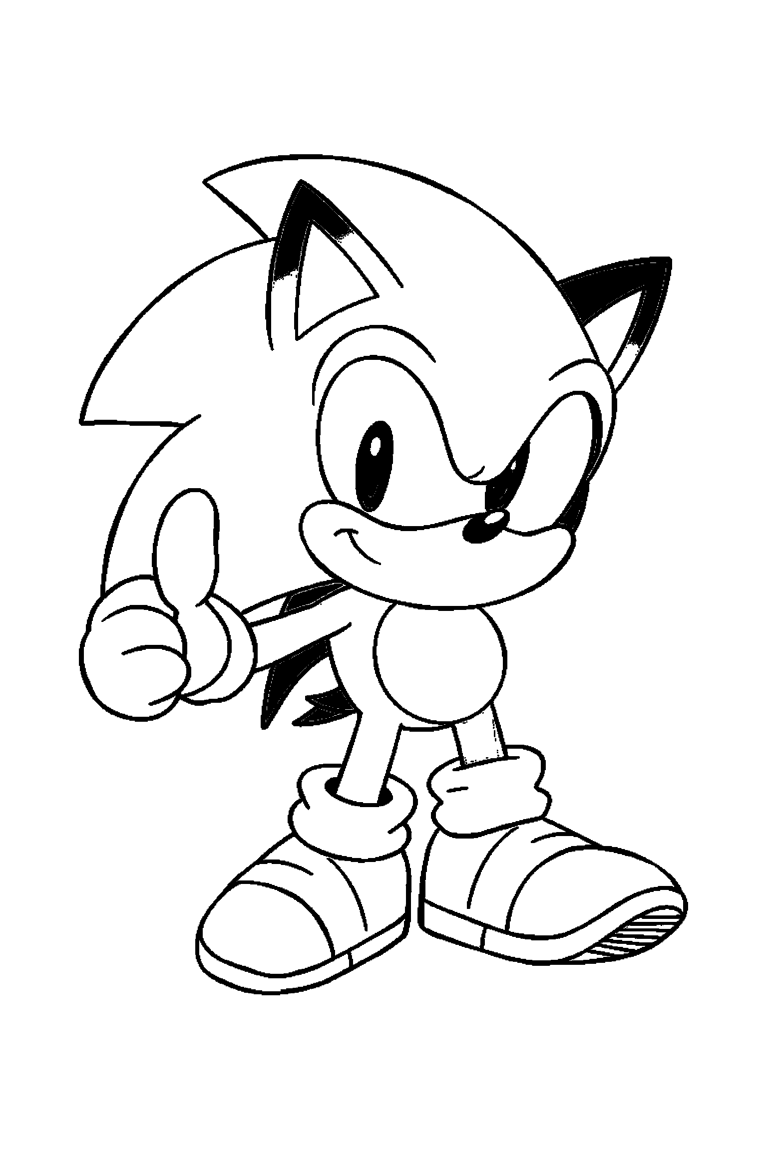 Coloriage Sonic gratuit à imprimer - Tails tenant une basket devant lui Coloriage Sonic gratuit à imprimer : Tails tenant une basket devant lui
