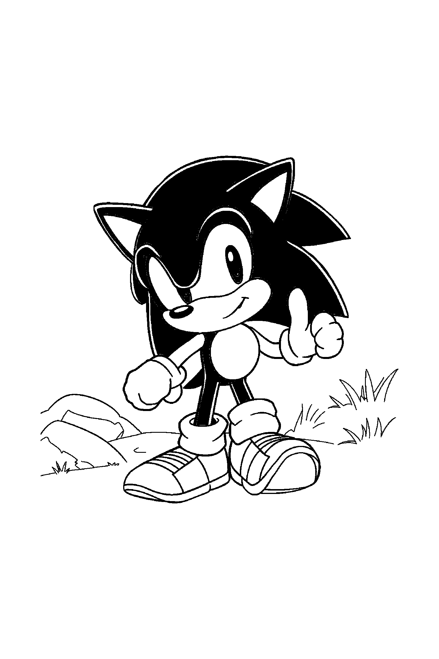 Coloriage Sonic gratuit à imprimer - Knuckles entouré de grands contours arrondis Coloriage Sonic gratuit à imprimer : Knuckles entouré de grands contours arrondis
