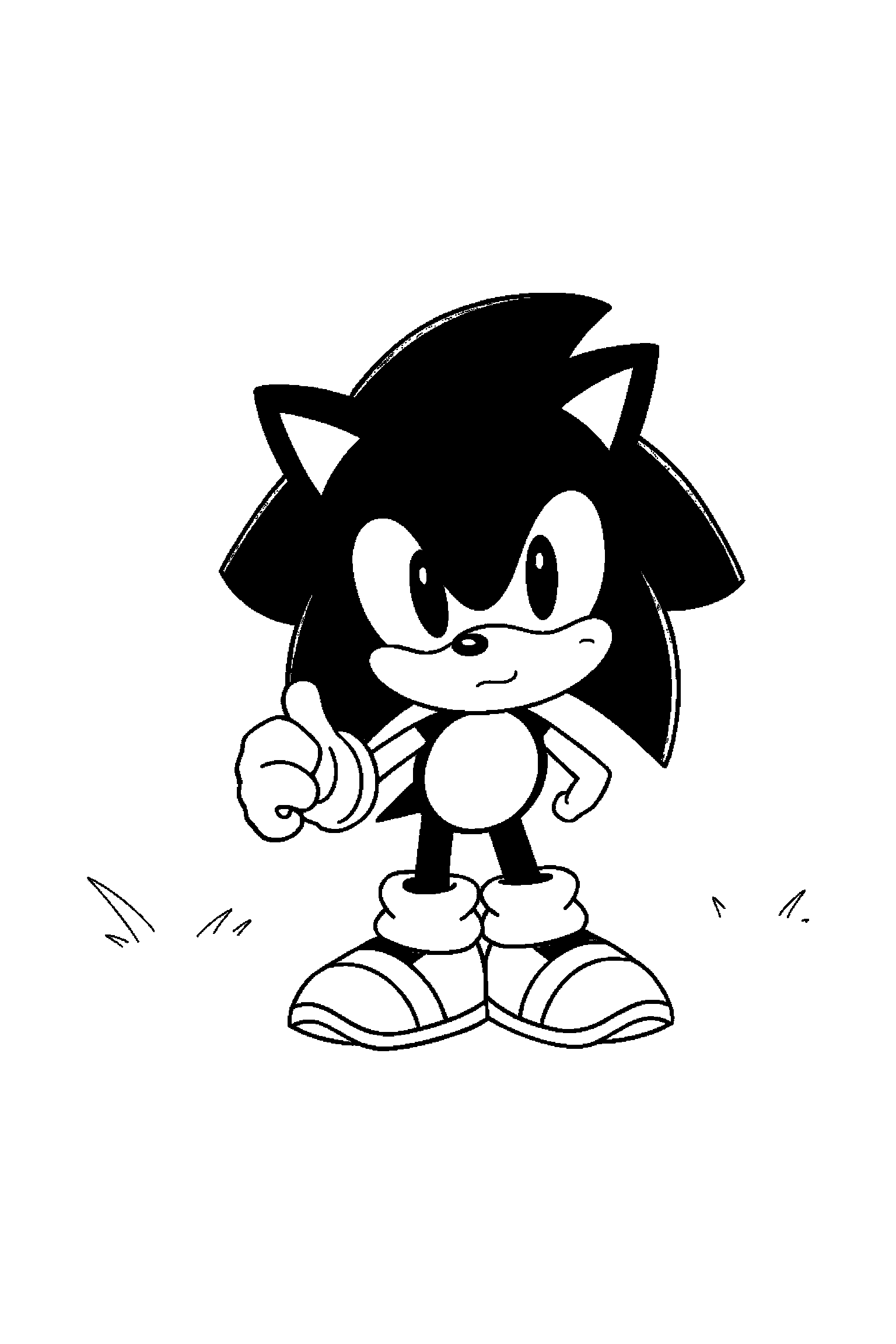 Coloriage Sonic gratuit à imprimer - Tails avec une expression joyeuse Coloriage Sonic gratuit à imprimer : Tails avec une expression joyeuse