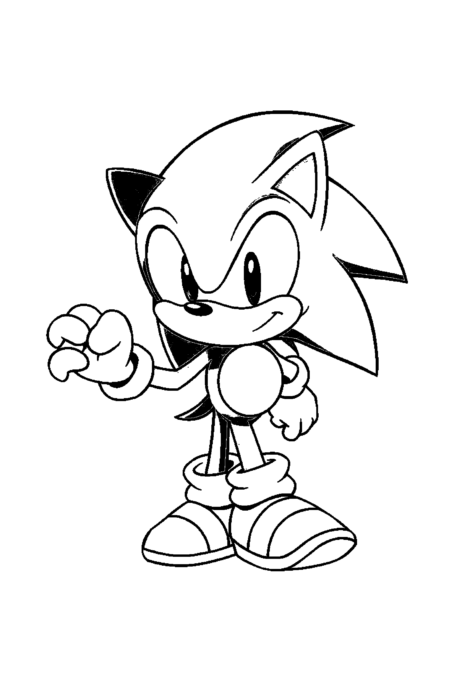 Coloriage Sonic gratuit à imprimer - un hérisson rapide dans une pose de profil simple Coloriage Sonic gratuit à imprimer : un hérisson rapide dans une pose de profil simple