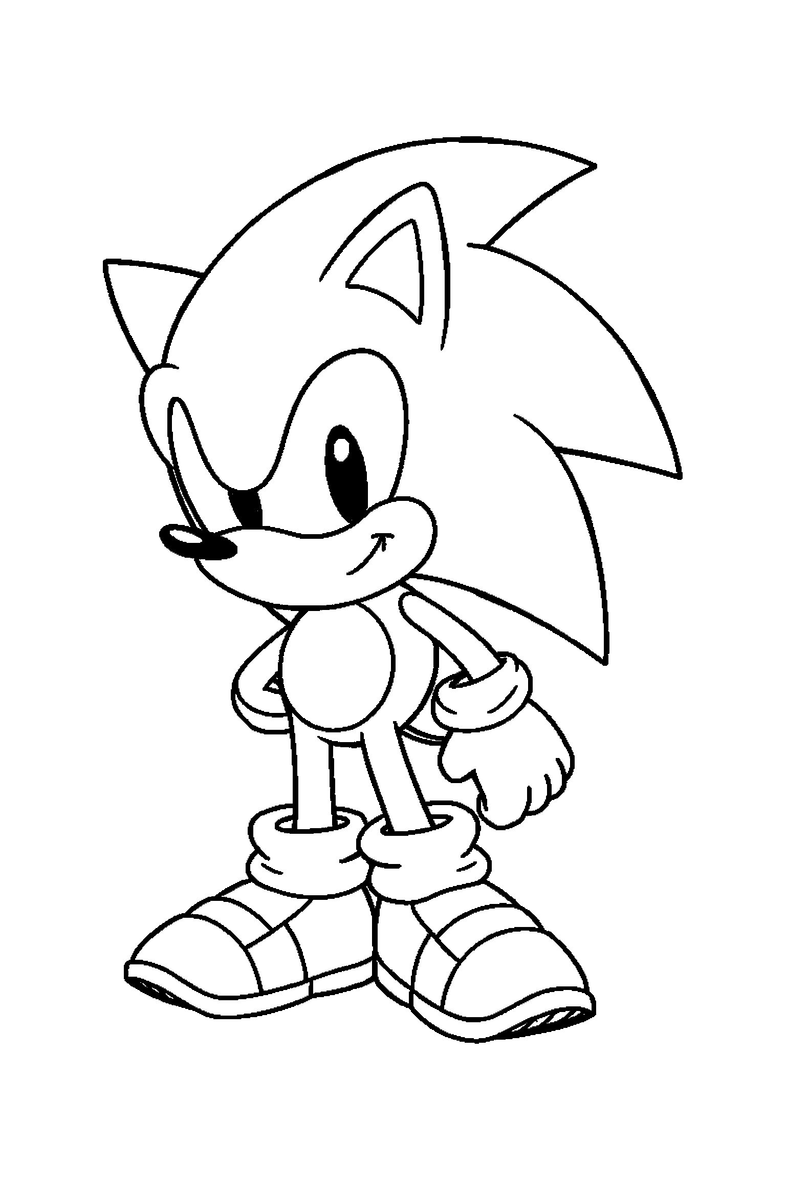 Coloriage Sonic gratuit à imprimer - Sonic avec un accessoire facile à colorier Coloriage Sonic gratuit à imprimer : Sonic avec un accessoire facile à colorier
