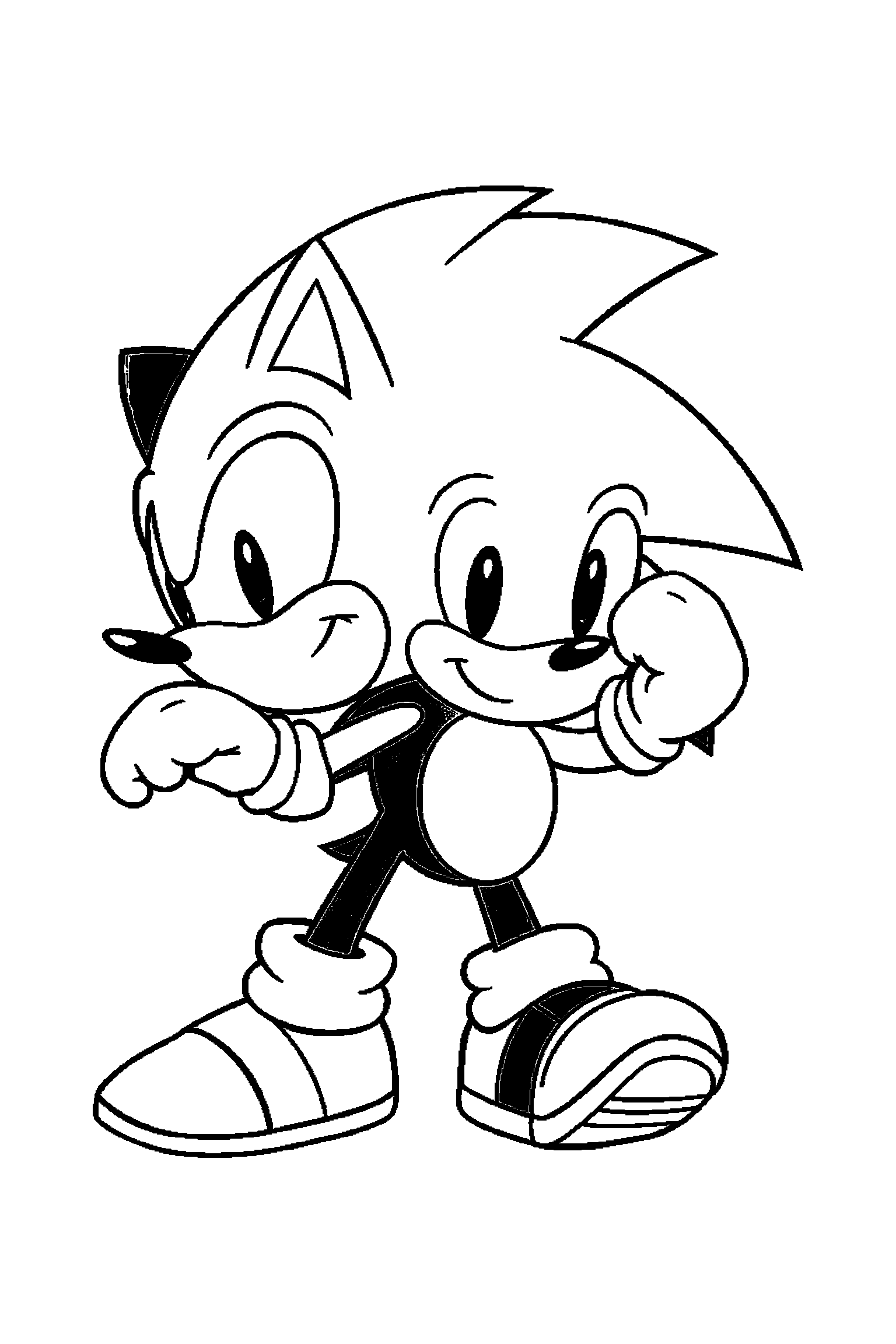 Coloriage Sonic gratuit à imprimer - Tails avec une basket et des motifs lignes de vitesse Coloriage Sonic gratuit à imprimer : Tails avec une basket et des motifs lignes de vitesse