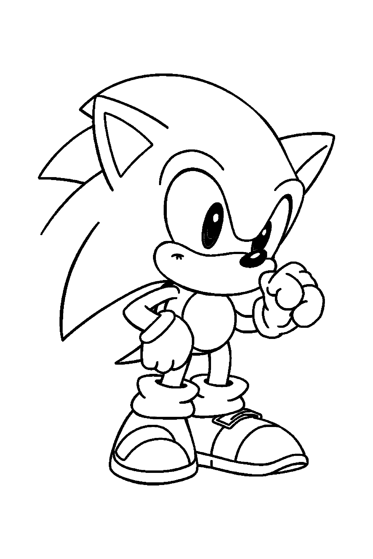 Coloriage Sonic gratuit à imprimer - un hérisson rapide dans une scène joyeuse Coloriage Sonic gratuit à imprimer : un hérisson rapide dans une scène joyeuse