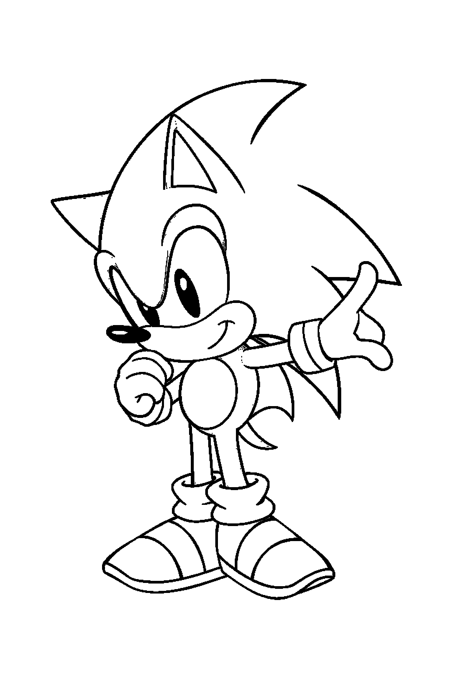 Coloriage Sonic gratuit à imprimer - Sonic au milieu de grands éléments faciles Coloriage Sonic gratuit à imprimer : Sonic au milieu de grands éléments faciles