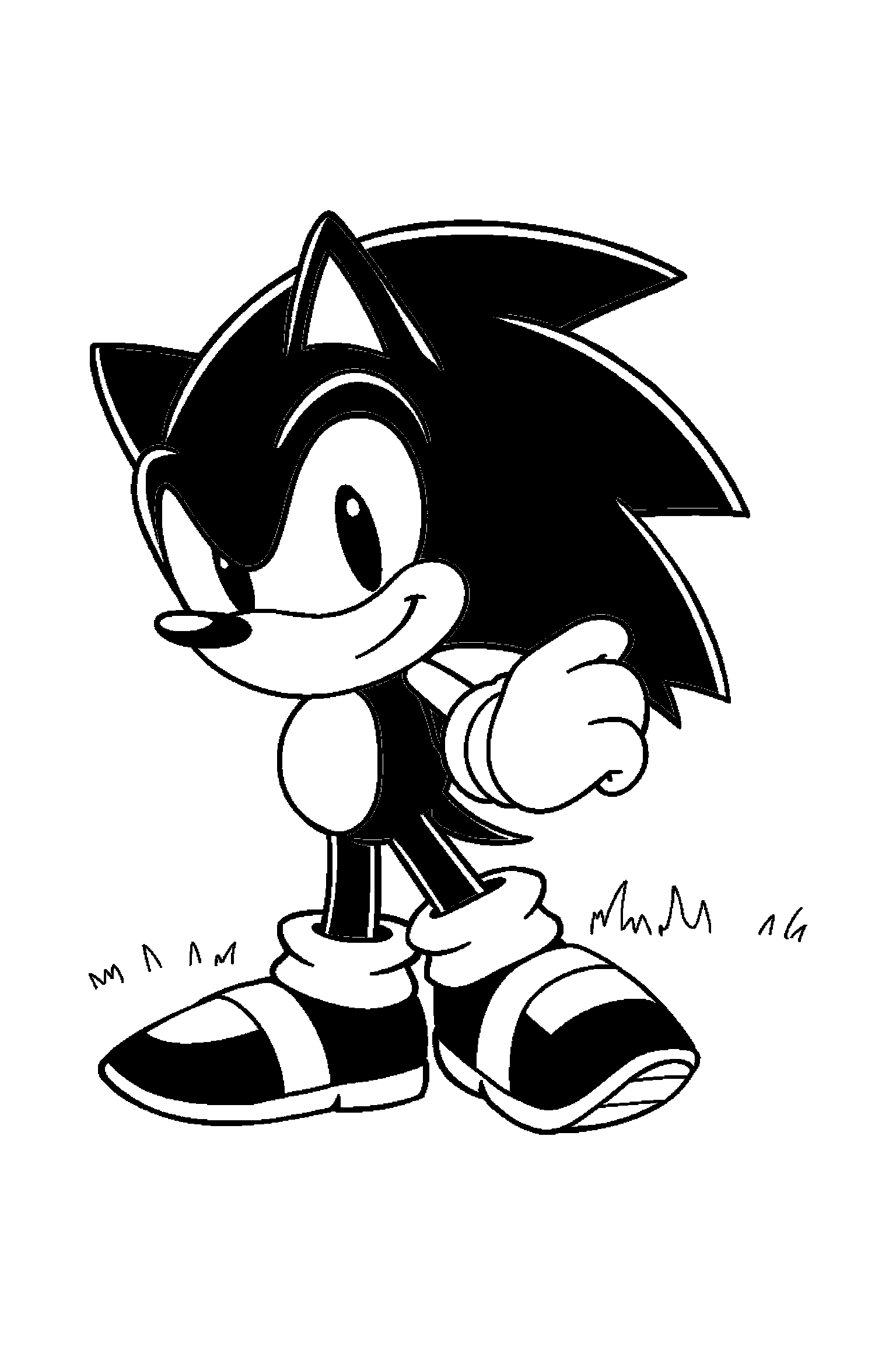 Coloriage Sonic gratuit à imprimer - Knuckles en mouvement avec des lignes simples Coloriage Sonic gratuit à imprimer : Knuckles en mouvement avec des lignes simples