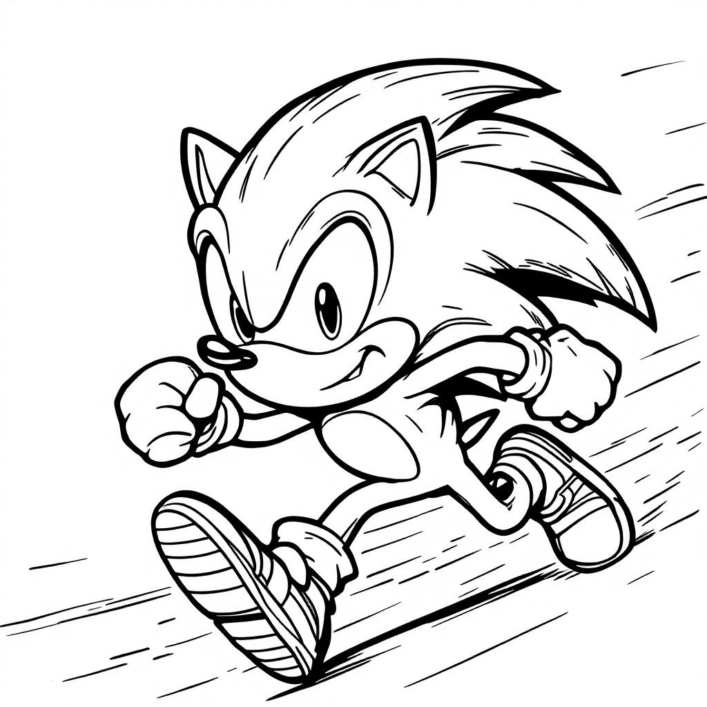 Coloriage Sonic gratuit à imprimer - Sonic avec des anneaux Coloriage Sonic gratuit à imprimer : Sonic avec des anneaux