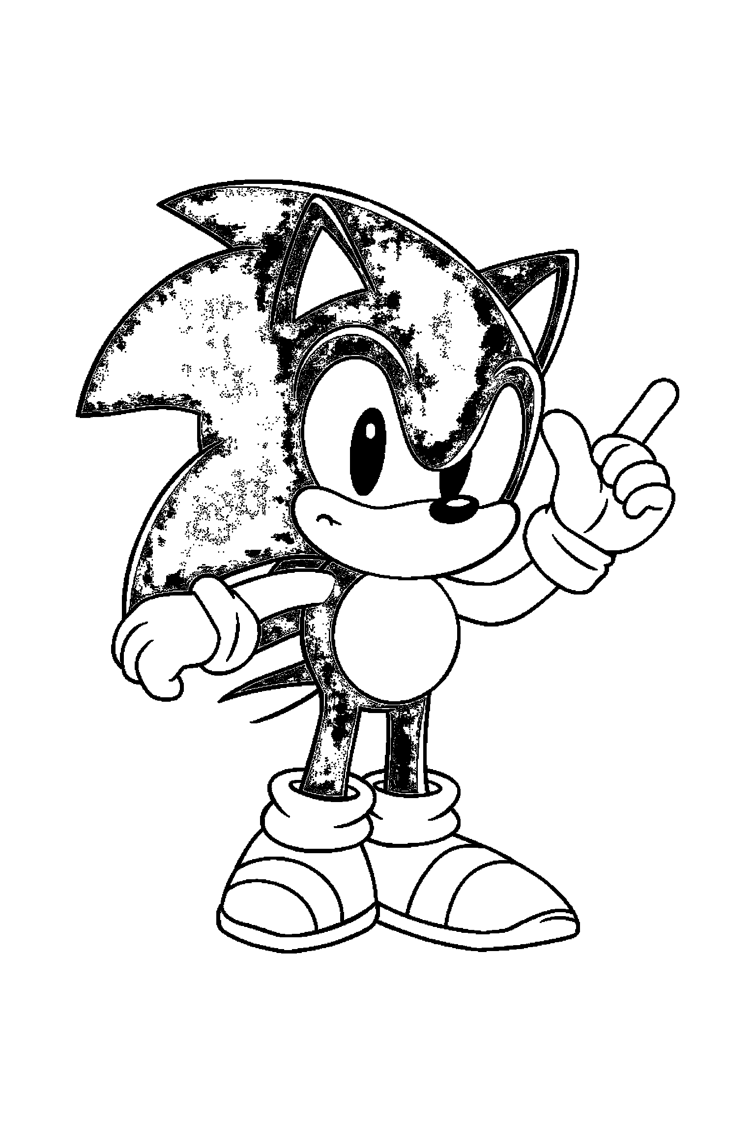 Coloriage Sonic gratuit à imprimer - Sonic dans une petite scène avec un anneau Coloriage Sonic gratuit à imprimer : Sonic dans une petite scène avec un anneau