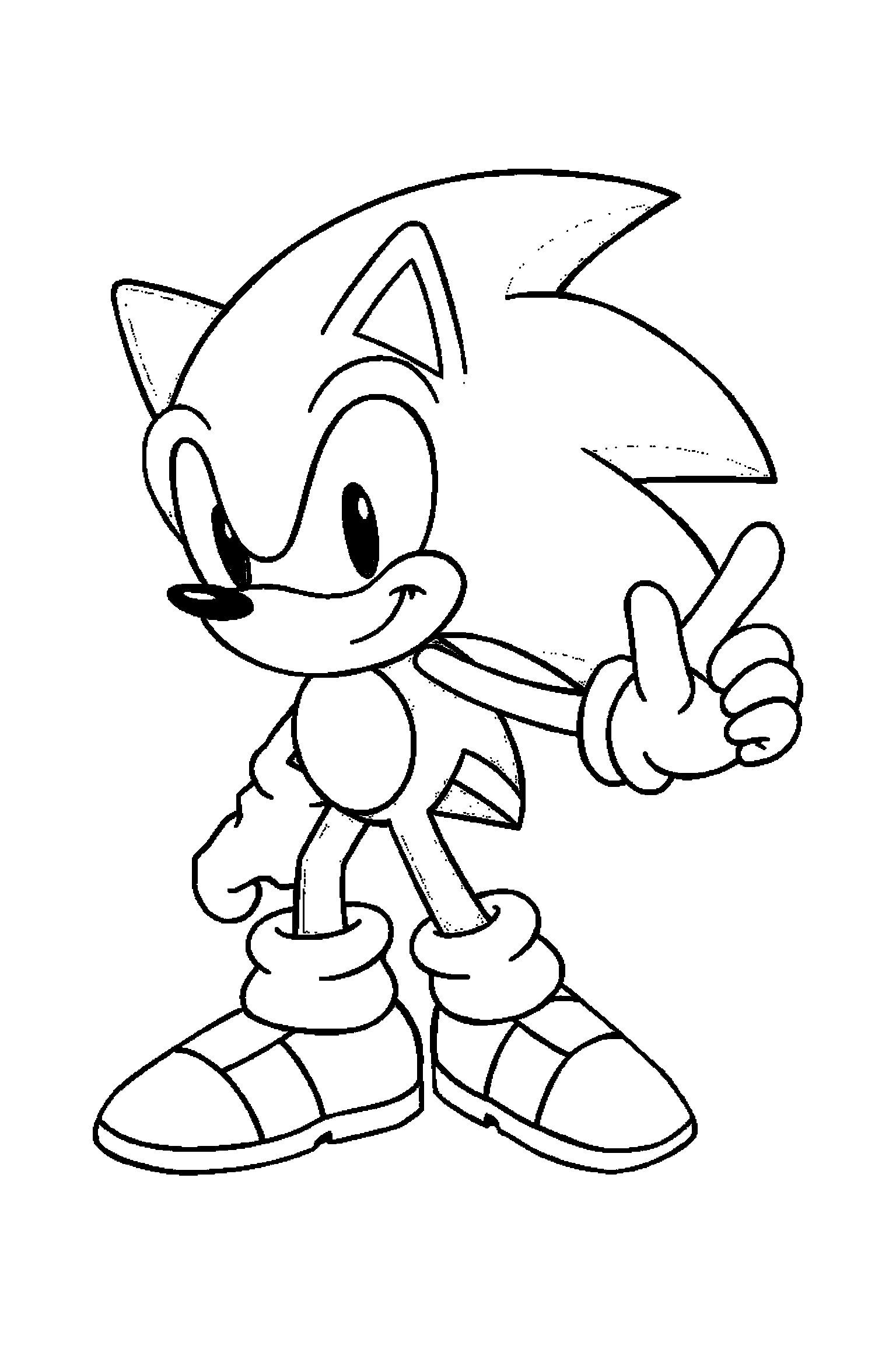 Coloriage Sonic gratuit à imprimer - Sonic avec décor détaillé de une boucle de course Coloriage Sonic gratuit à imprimer : Sonic avec décor détaillé de une boucle de course