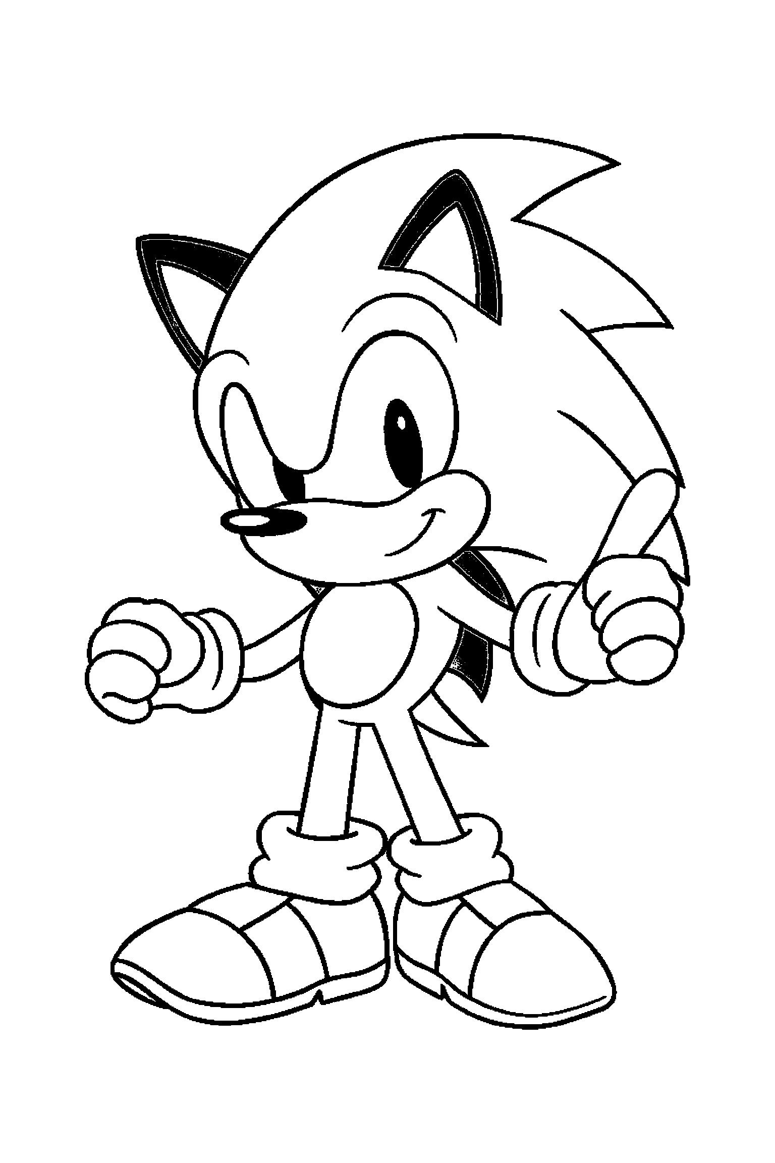 Coloriage Sonic gratuit à imprimer - un hérisson rapide entouré de éclairs et petits détails Coloriage Sonic gratuit à imprimer : un hérisson rapide entouré de éclairs et petits détails