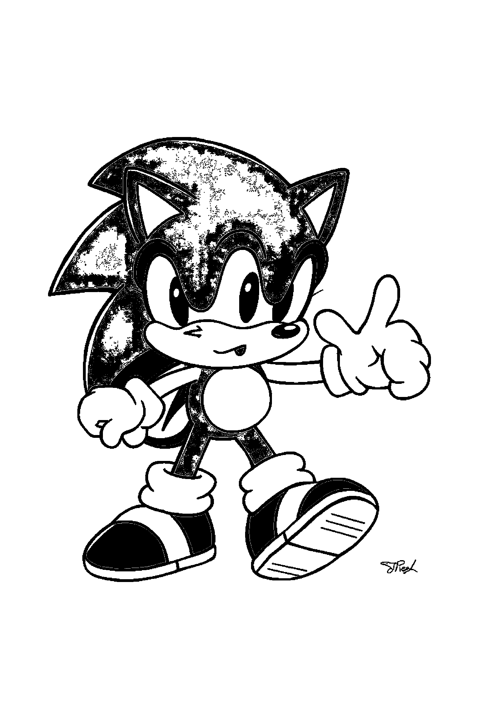 Coloriage Sonic gratuit à imprimer - motif difficile de palmiers autour de Knuckles Coloriage Sonic gratuit à imprimer : motif difficile de palmiers autour de Knuckles