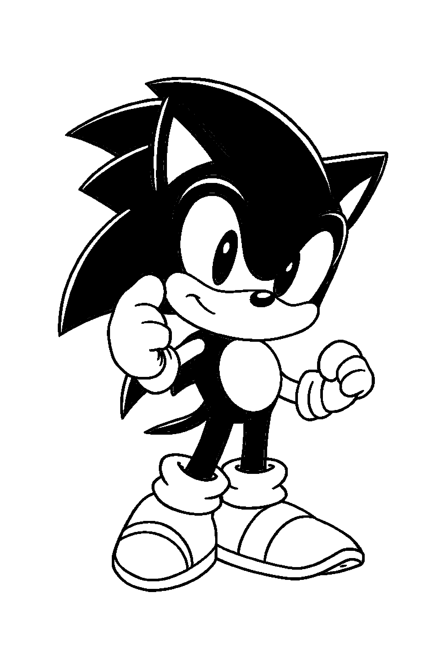 Coloriage Sonic gratuit à imprimer - grand coloriage détaillé de un hérisson rapide avec éclairs Coloriage Sonic gratuit à imprimer : grand coloriage détaillé de un hérisson rapide avec éclairs