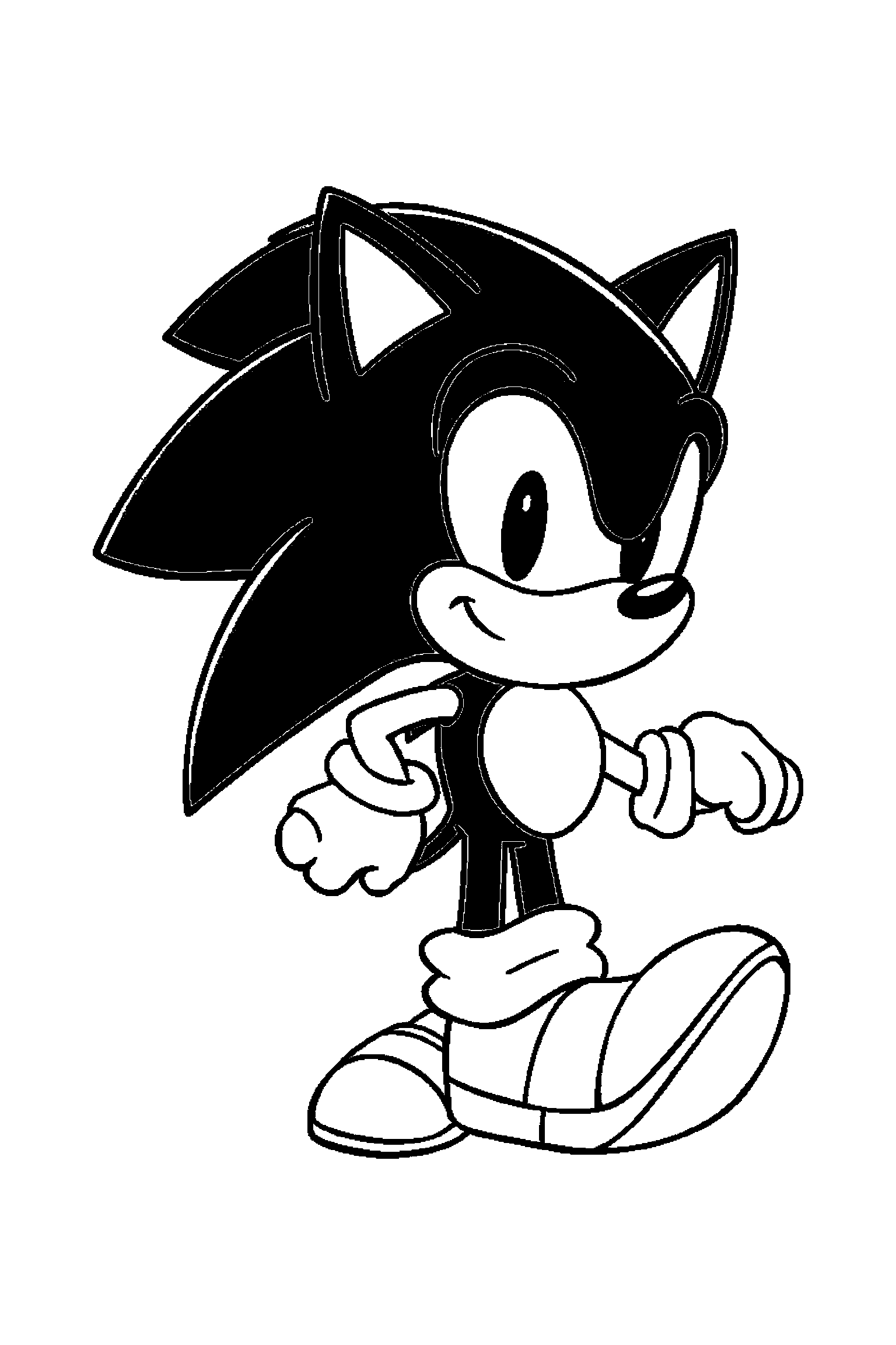 Coloriage Sonic gratuit à imprimer - scène avancée de vitesse avec décor à colorier Coloriage Sonic gratuit à imprimer : scène avancée de vitesse avec décor à colorier