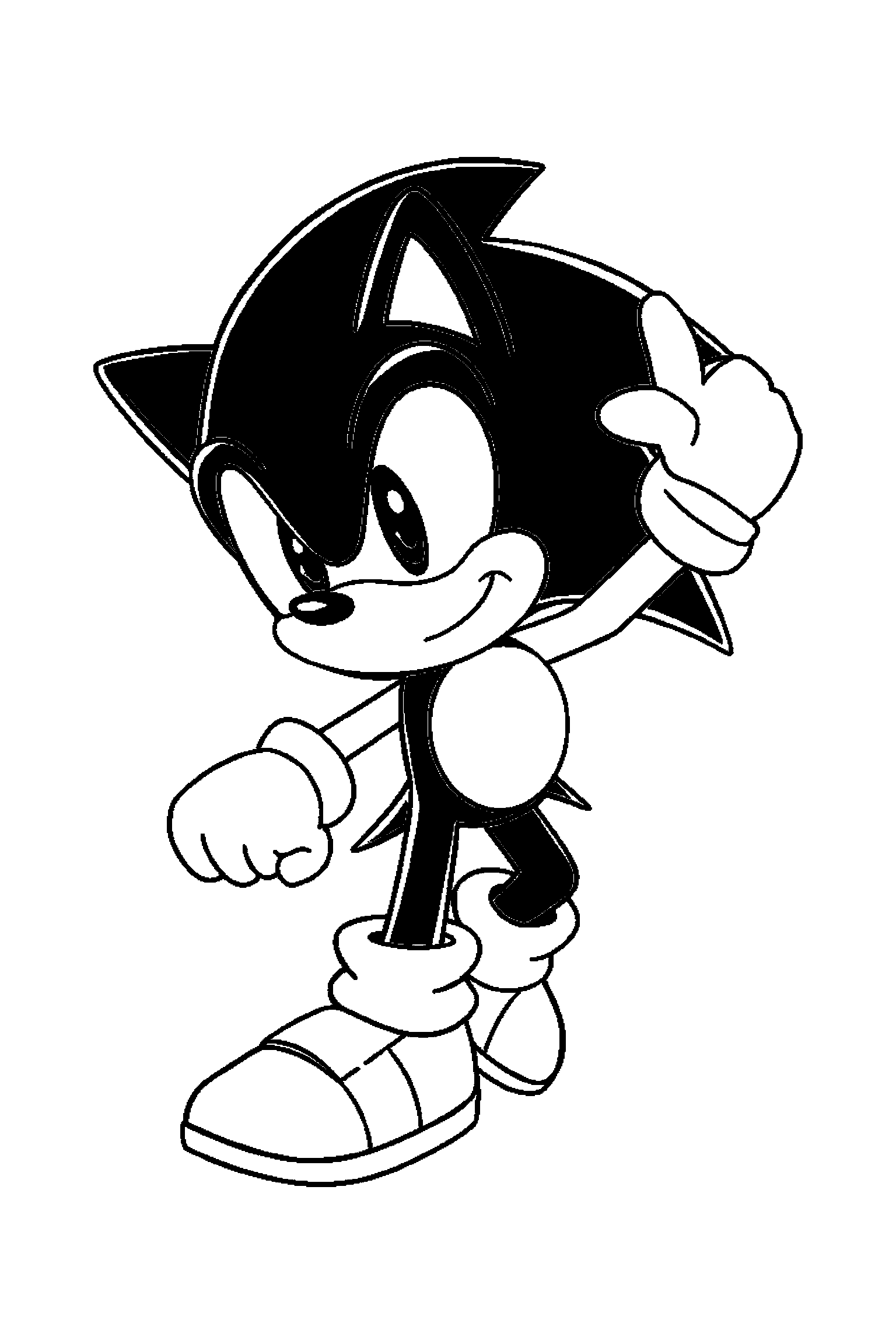 Coloriage Sonic gratuit à imprimer - scène avancée de vitesse avec décor à colorier Coloriage Sonic gratuit à imprimer : scène avancée de vitesse avec décor à colorier