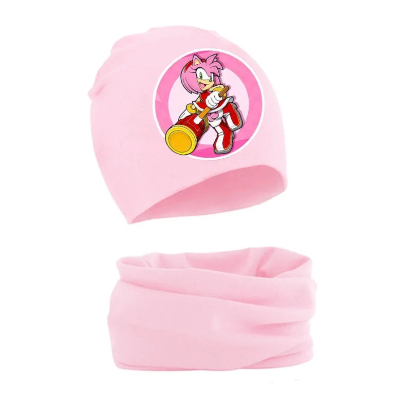 Ensemble bonnet et écharpe Sonic Amy Rose en rose – Image 2