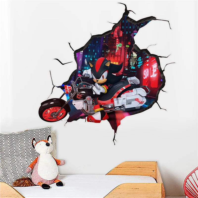 Sticker mural Sonic avec Shadow en moto
