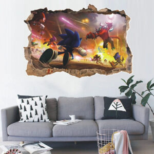 Sticker mural Sonic version combat