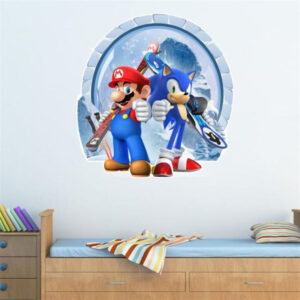 Sticker mural personnage Nintendo vs Sega pour decoration