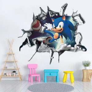 Sticker mural Sonic effet traversée de mur