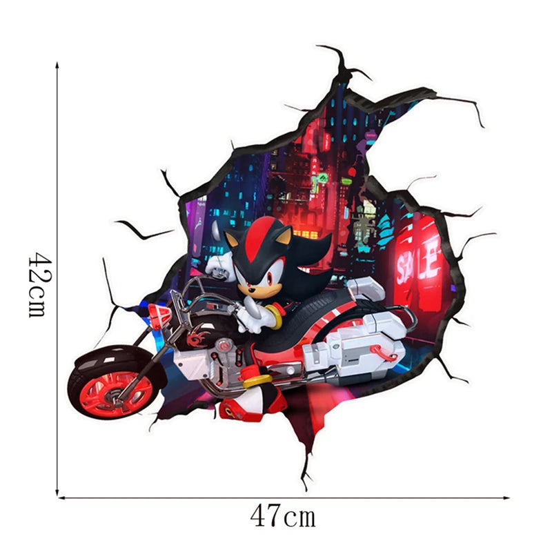 Sticker mural Sonic avec Shadow en moto – Image 2