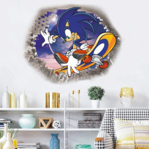 Sticker Mural Sonic sur Skateboard pour Décoration