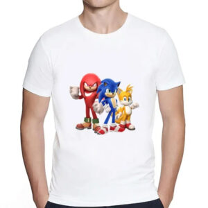 T-shirt Sonic blanc ou noir avec Sonic, Tails et Knuckles
