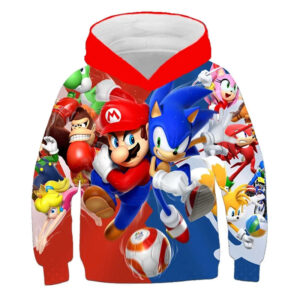 Pull Sonic vs Mario pour enfant, tailles 90 à 160 cm