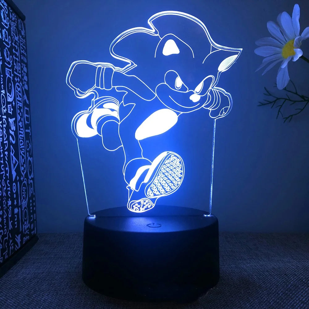 Lampe 3D Sonic en course, 7 ou 16 couleurs