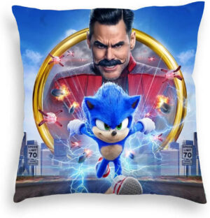 Housse de coussin Sonic contre Dr Eggman 45x45cm