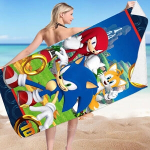 Serviette de plage Sonic avec Sonic, Knuckles et Tails