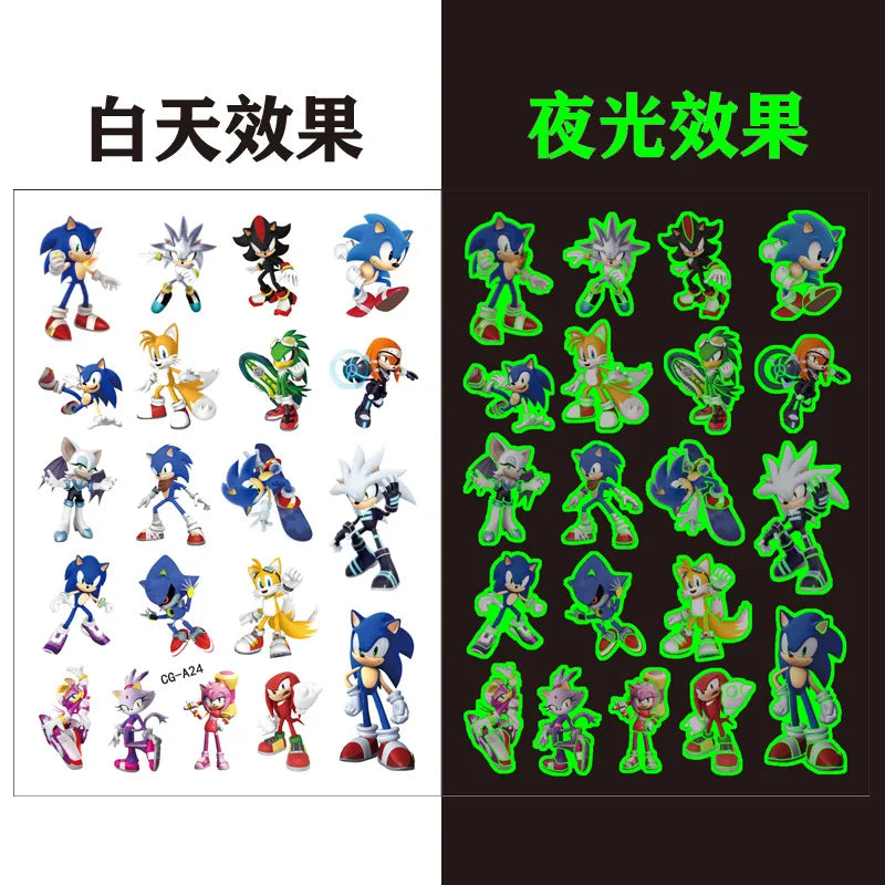Tatouages éphémères fluorescents Sonic, variantes au choix – Image 7