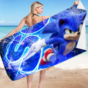 Serviette de plage Sonic en action, dimensions au choix