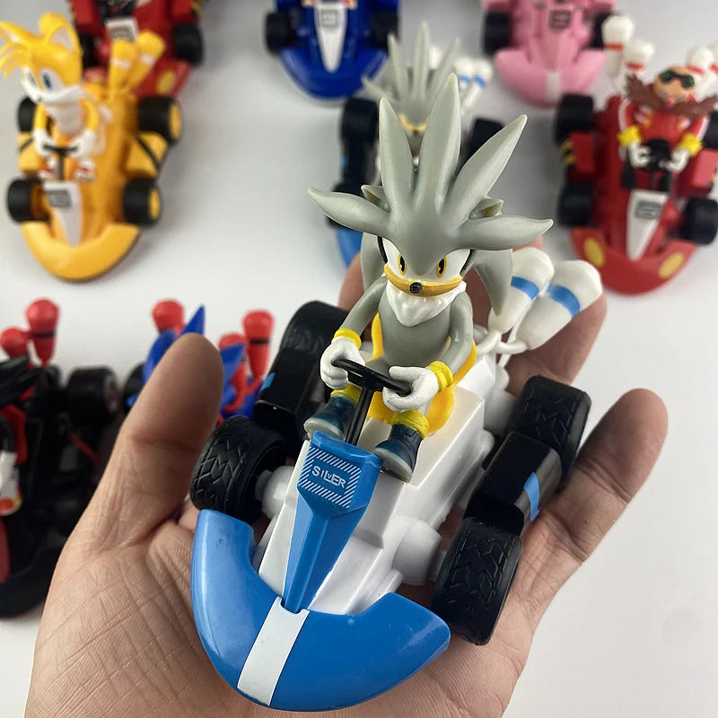 Figurine Sonic Silver the Hedgehog en karting 12cm