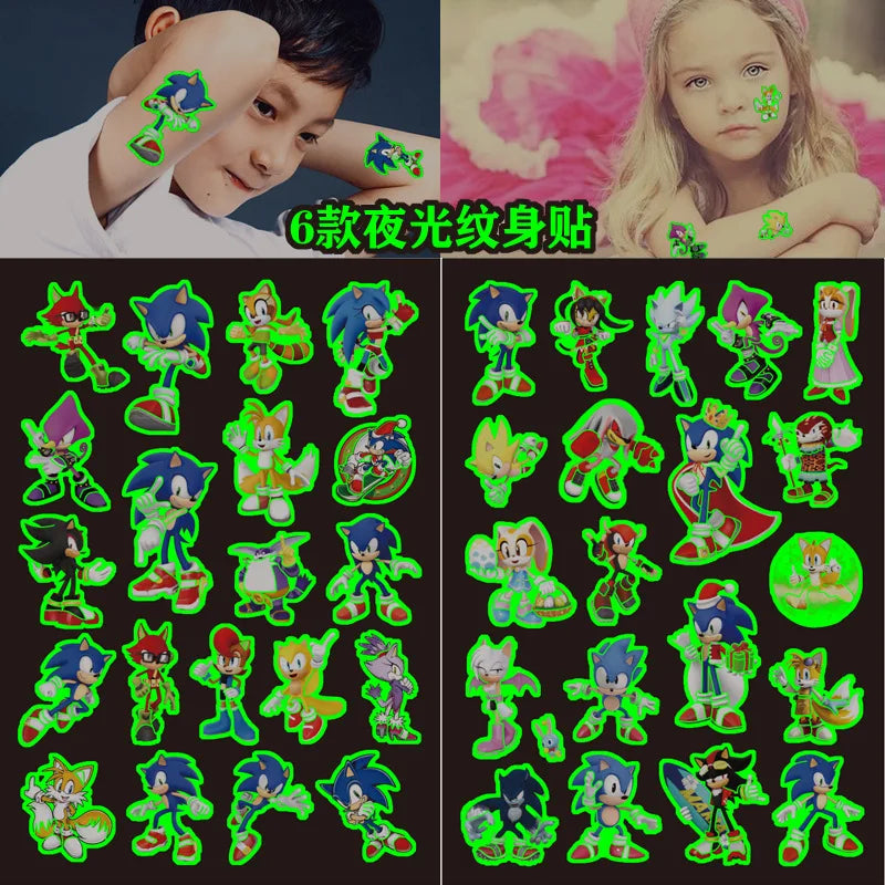 Tatouages éphémères fluorescents Sonic, variantes au choix – Image 3