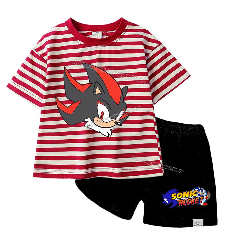 Pyjama court enfant Sonic avec T-shirt, tête de Shadow