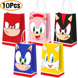 Sonic fête d'anniversaire, sac en papier 10 pcs