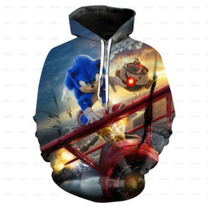 Pull à capuche Sonic avec Dr Eggman et son Egg Mobile