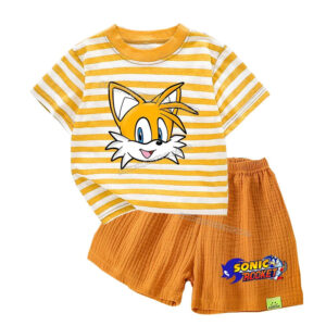 Pyjama enfant Sonic avec T-shirt et short, tête de Tails