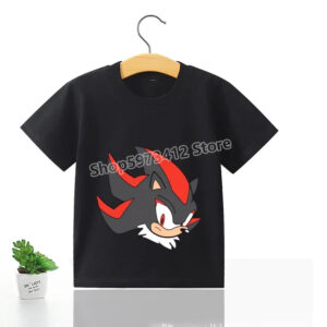T-shirt enfant noir Sonic avec tête de Shadow