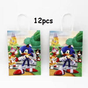 Sachet en papier Sonic pour fête d'anniversaire, 12pcs