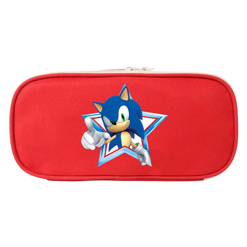 Trousse scolaire Sonic avec Sonic qui pointe du doigt