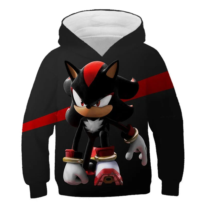 Sweat enfant Shadow l’Hérisson Noir Sonic, tailles 90cm à 160cm