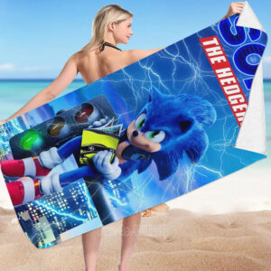 Serviette de Plage Sonic en Trois Formats - Pose Assise