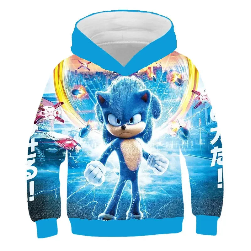 Sweat à capuche enfant Sonic, tailles 90cm à 160cm