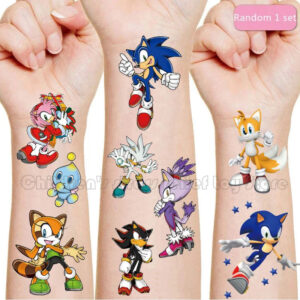 Tatouages éphémères Sonic, variantes 1 à 8